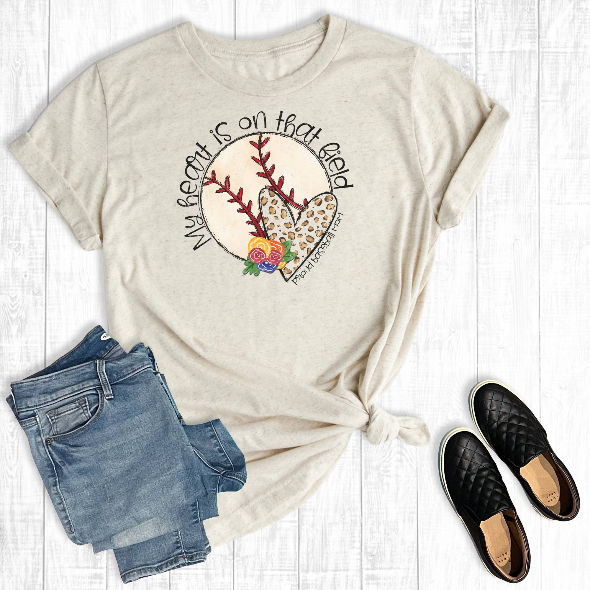 Leopard My Heart Is On That Field Baseball Graphic Tee