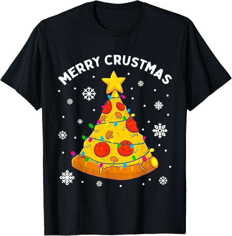 100% Cotton Merry Crustmas Pizza Christmas Tree Xmas Gifts  Men T-Shirt Hoodie, Sweatshirt | Teenookco.com