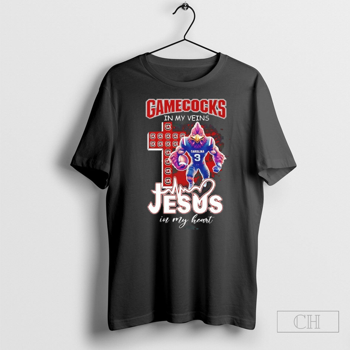 2025 South Carolina Gamecocks In My Veins Jesus In My Heart Shirt Unisex