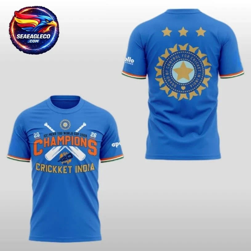 2026 Indian Cricket Team T20 World Cup Champions Two Sided Shirt Unisex