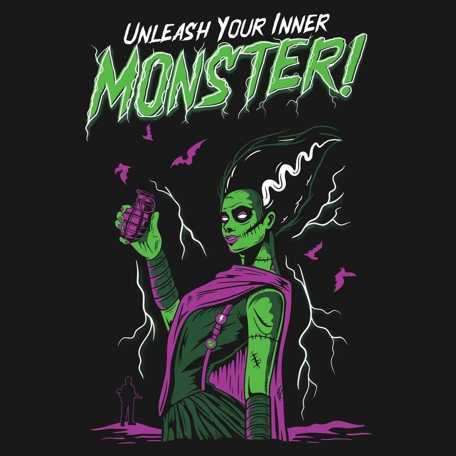 Women's Inner Monster Slim Fit T-Shirt - Black