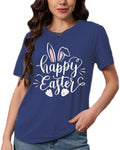 Easter Shirts for Women Funny Bunny Face Graphic Print Rabbit T Shirt Summer Casual Short Sleeve Festival Holiday Tee Tops