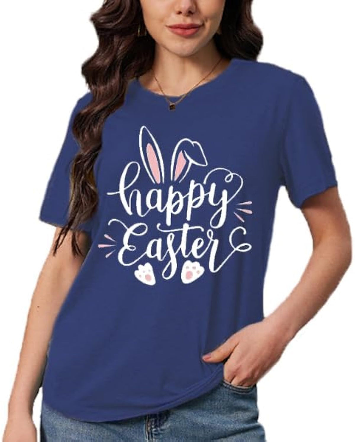 Easter Shirts for Women Funny Bunny Face Graphic Print Rabbit T Shirt Summer Casual Short Sleeve Festival Holiday Tee Tops