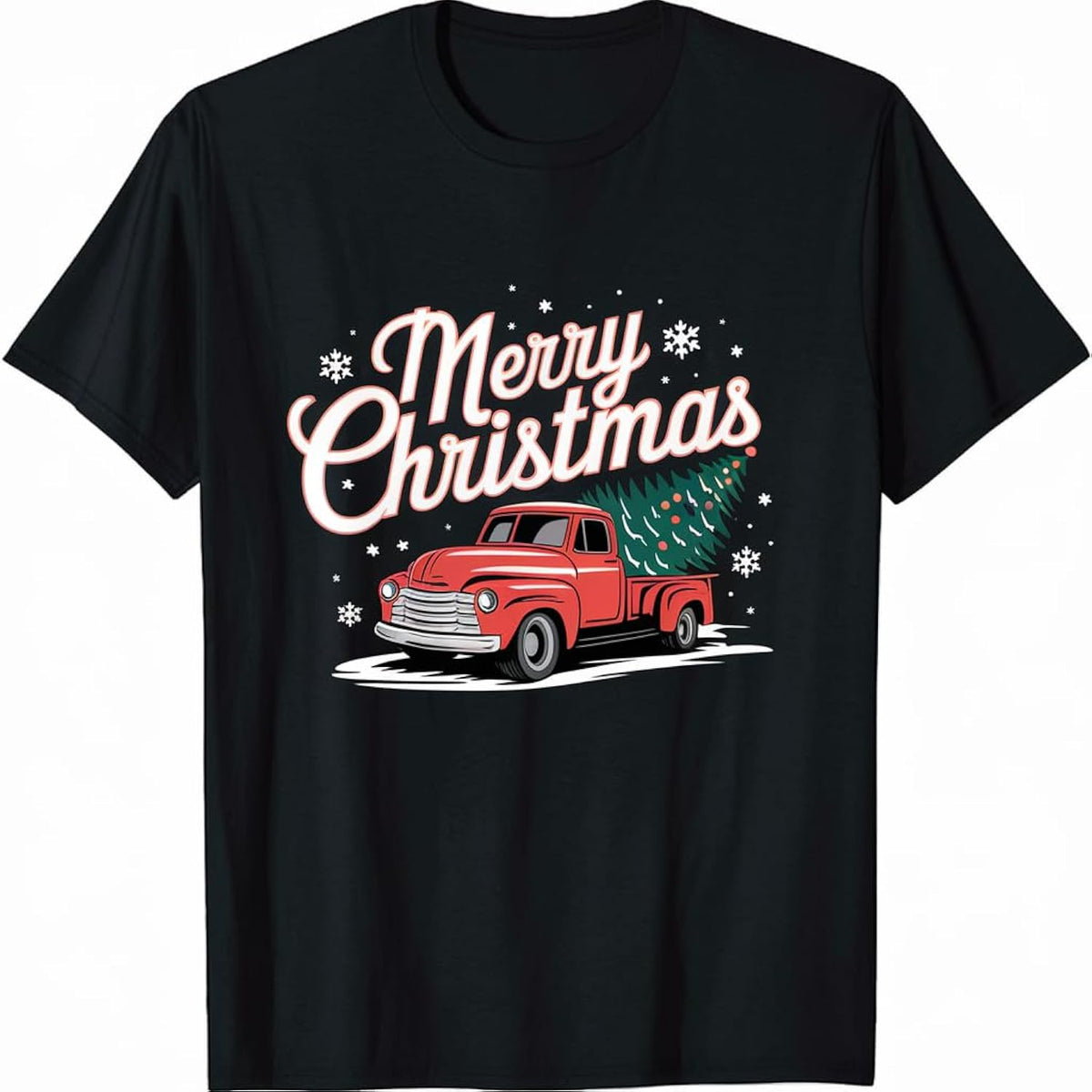 Merry Christmas Vintage Red Truck Holiday Adventure T-Shirt