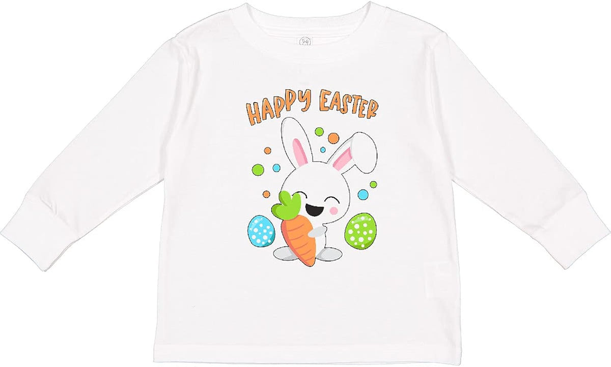 Happy Easter Bunny with Eggs and Carrot Toddler Long Sleeve Unisex
