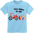 Kids Easter Shirt for Boys Girls Tractor Eggs Hunt Toddler Short Sleeve Easter Outfits Excavator Bunny Tee Top