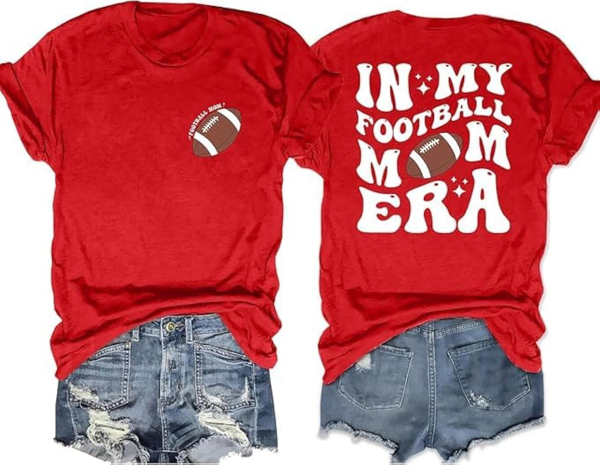 Football Mom Shirts for Women in My Football Mama Tshirt Short Sleeve Game Day Top Fall Sports Race Tee