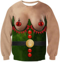 Unisex Ugly Christmas Sweatshirt Long Sleeve Merry Christmas Shirts for Women Funny 3D Naked Xmas Dog Santa Pullover