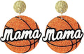 Shiny Acrylic Sport Themed Mom Earrings Mama Football Softball Basketball Soccer Volloeyball Baseball Drop Dangle Earrings Sports Ball Mother's Day Gifts
