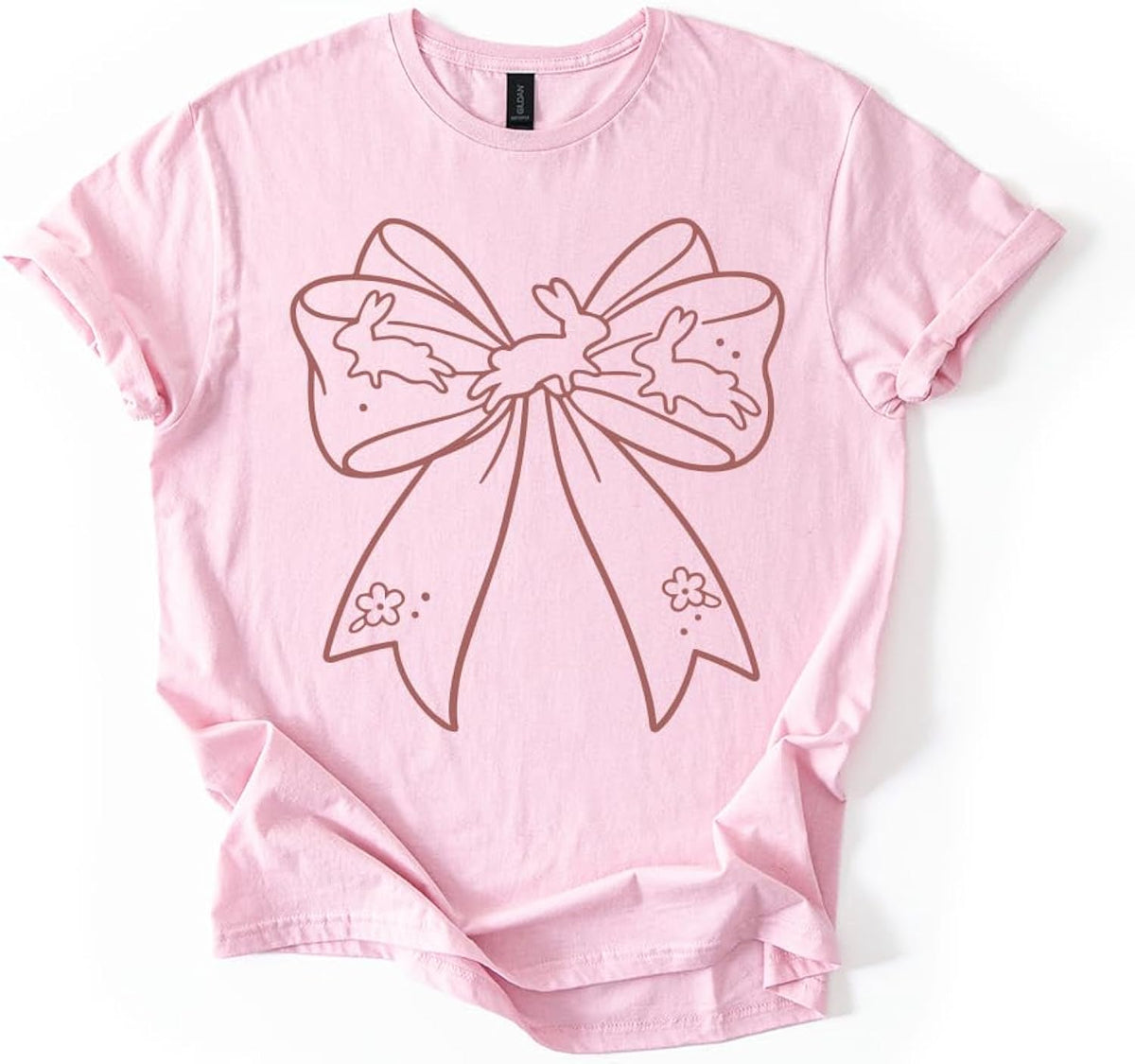 Easter Bow Shirt Minimalist Spring Ribbon Graphic Cute Pastel Holiday Unisex Tshirt Unisex
