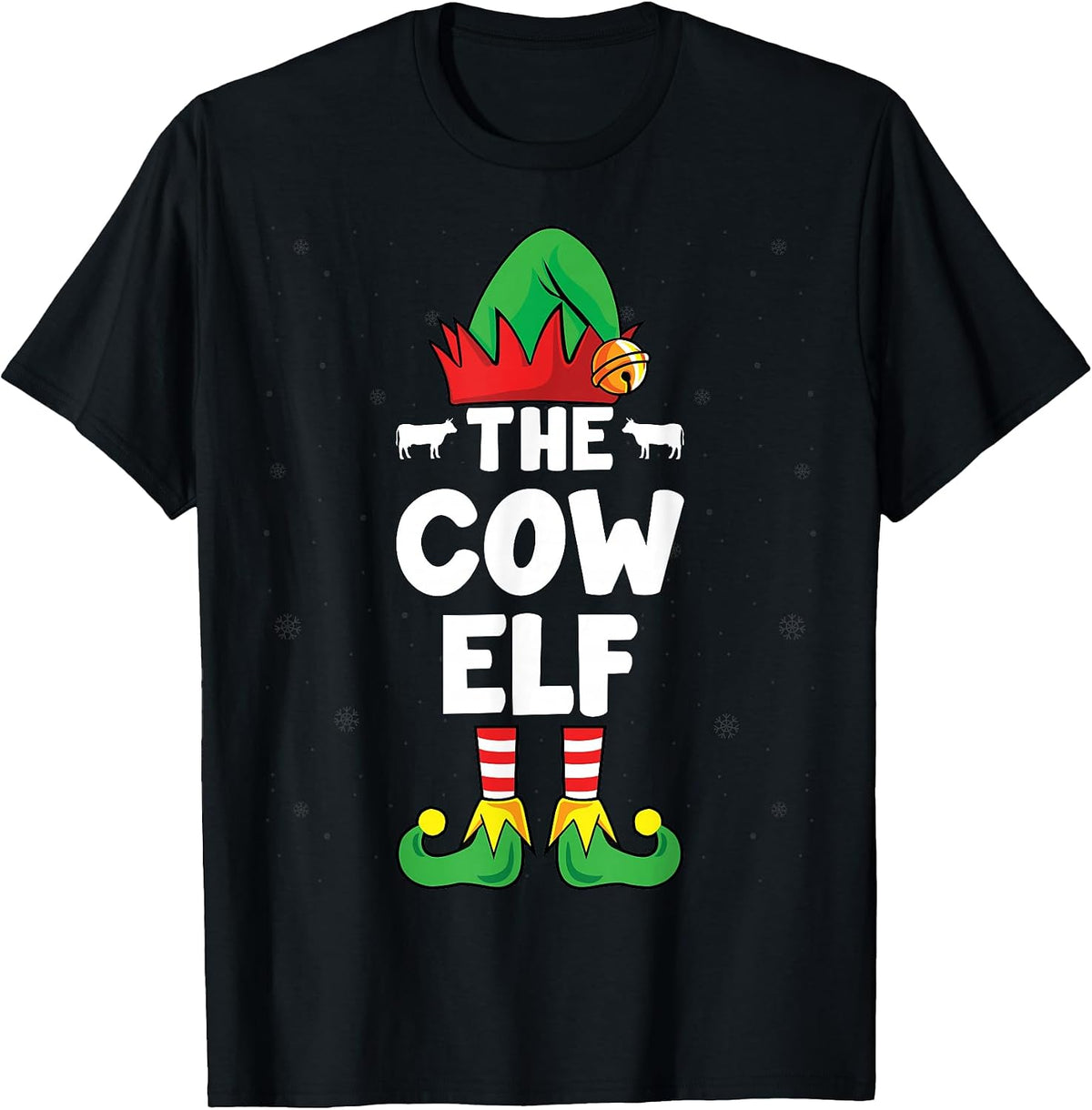 The Cow Elf Christmas Cow Lover Farmer Dairy Farming Xmas T-Shirt