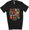 Personalized Custom Name Friday Squad; Colorful Christmas Lights Plaid Black Shopping Group Unisex T-Shirt