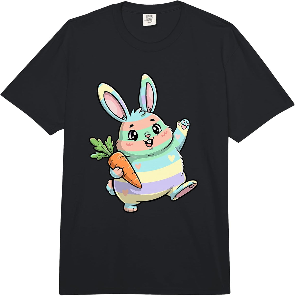 Cute Chubby Pastel Easter Bunny with Carrot Comfort Colors Adult Heavyweight Unisex