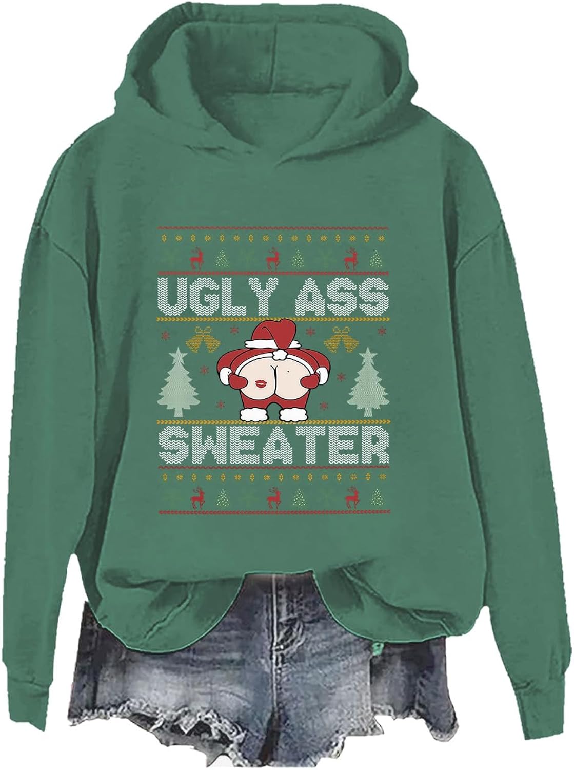 Ugly Ass Sweater Sweatshirt Funny Christmas Santa Crewneck Hoodie for Men Women