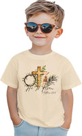 Kid Toddler Boys Easter Shirts He is Risen T Shirt Matthew 26:8 Cross Tees Christian Outfit Jesus Short Sleeve Tops