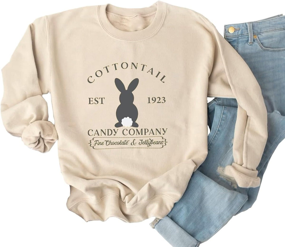 Happy Easter Women Long Sleeve Cute Bunny Rabbit Graphic Tees Pullover Unisex