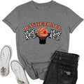 Basketball Mom Shirts for Women Basket and Ball Graphic Tee Novelty Sports Baller Mama Top, Grey, M