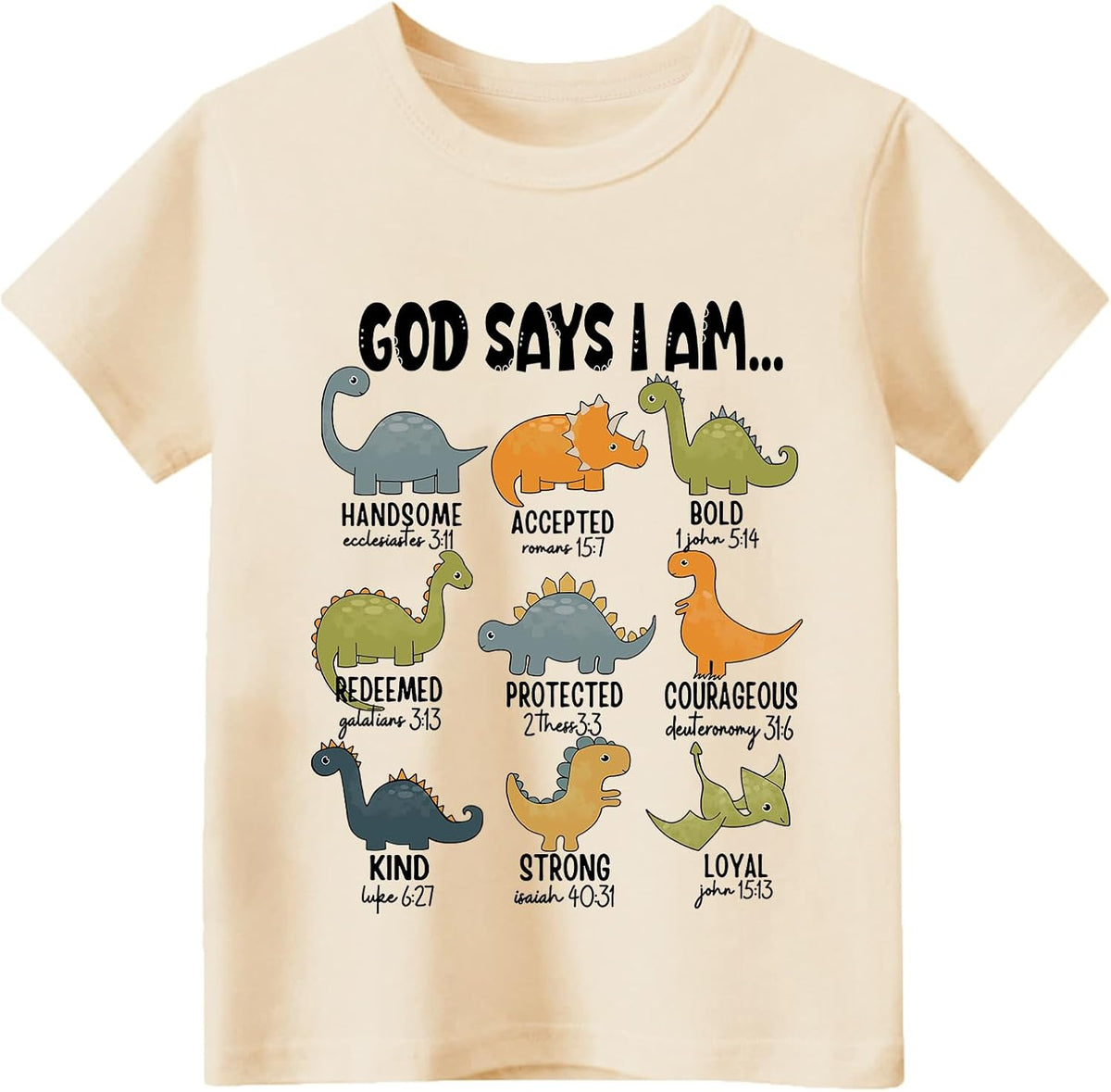 Christian Shirt for Boys God Says I Am Toddler Kids Bible Verse Jesus Dino Trucks Graphic Tops 2-7T