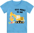 Toddler Boys Easter Shirt Short Sleeve Kids Digger Eggs Hunt Cotton Dinosaur Bunny Outfits Tee Top 2-7 Years