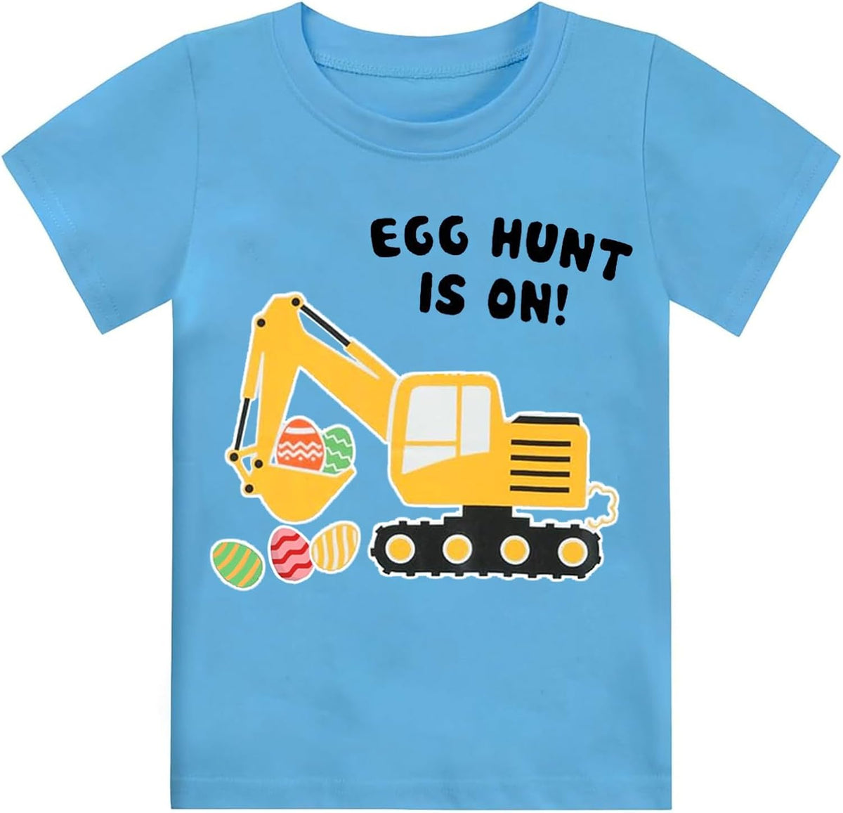Toddler Boys Easter Shirt Short Sleeve Kids Digger Eggs Hunt Cotton Dinosaur Bunny Outfits Tee Top 2-7 Years