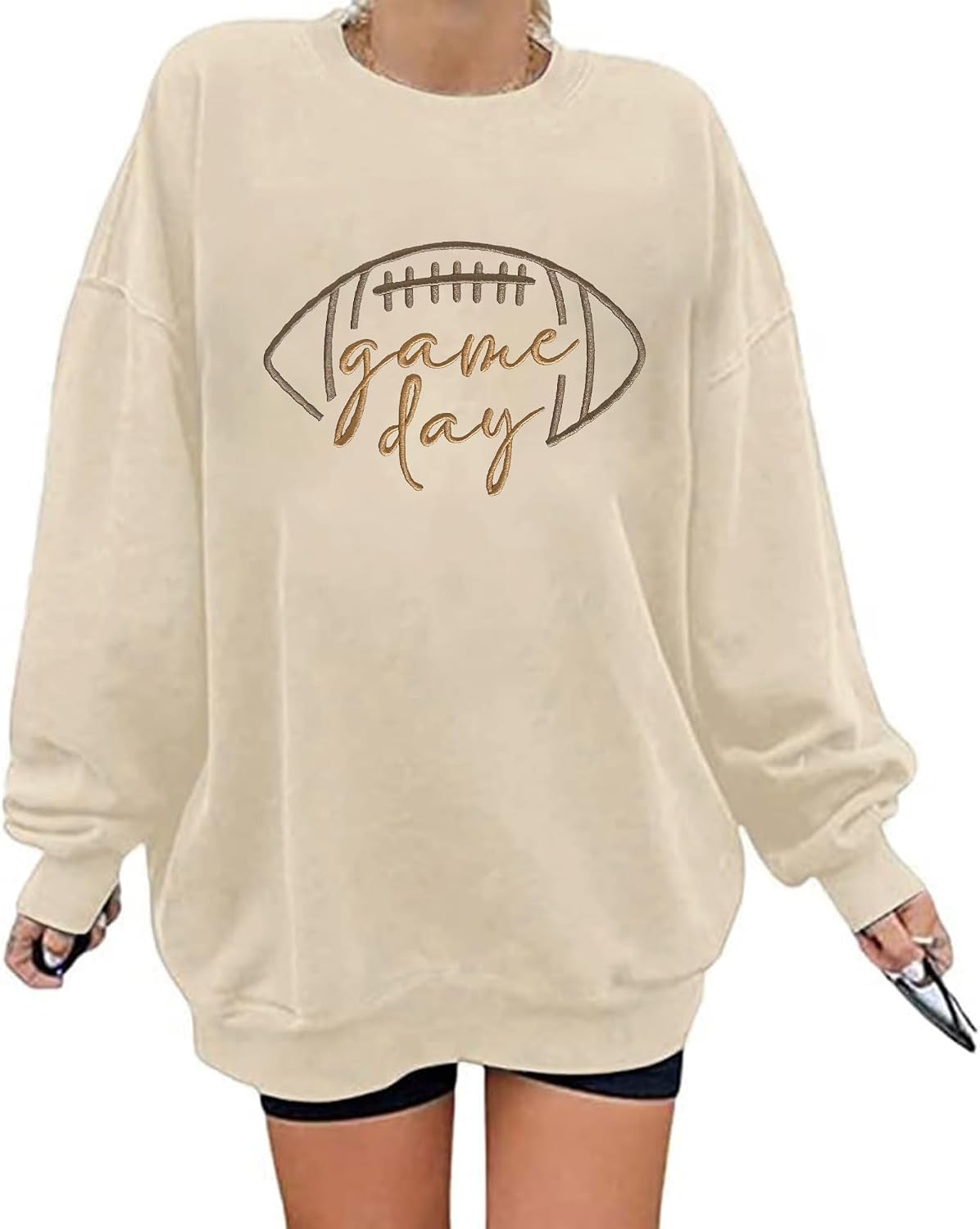 Game Day Sweatshirt Women Football Mom Crewneck Long Sleeve Pullover Tops