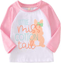 Toddler Baby Girl Easter Shirt Raglan Long Sleeve Bunny Cute Little Miss Cottontail Graphic Tees Tops