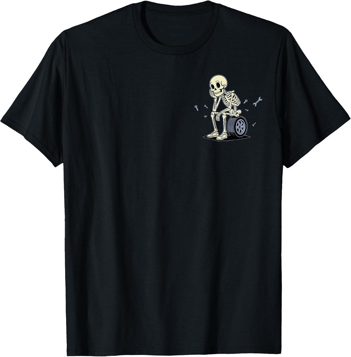 Waiting On Parts Funny Skeleton Auto Mechanic (2 Sided) T-Shirt