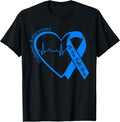 Support Type 1 Diabetes Awareness T1D Heart Ribbon Blue T-Shirt