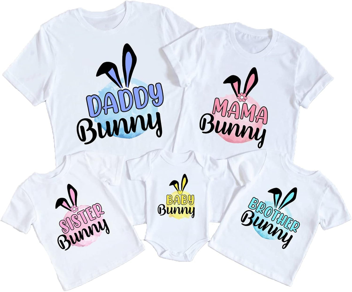 Easter Bunny Shirt, Mama Daddy Bunny Matching Family , Personalized Easter Toddler Baby Boy Girl Easter Day Outfit (Design 1)