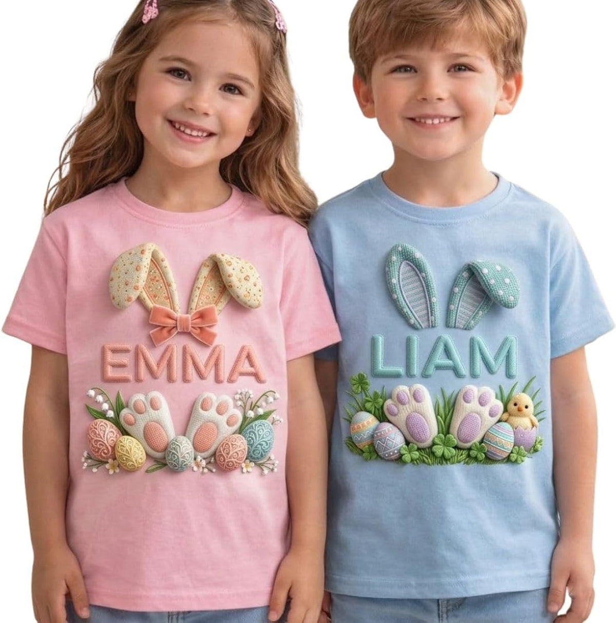 Personalized Easter Toddler Shirt - Custom Name Easters Shirt for Kids, Happy Easter Tee Gift for Toddlers, Cute Bunnies , Custom Egg Hunter Tee Boys and Girls Gift