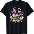 Retro Groovy Library Crew Librarian Bunny Ear Flower Easter Unisex
