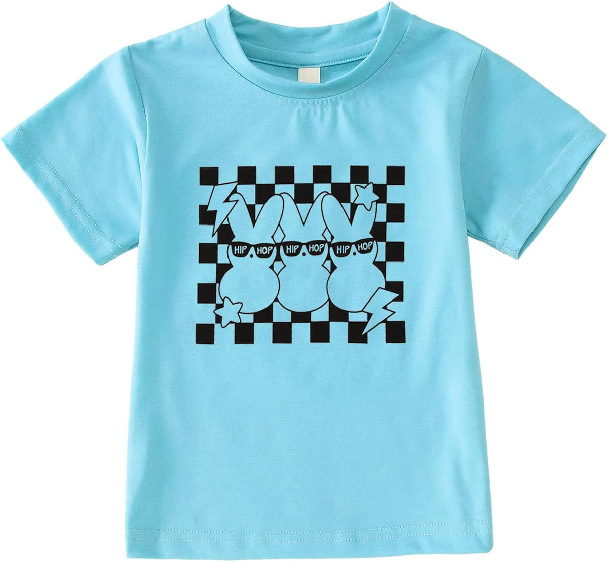 Toddler Boy Easter Shirt Hip Hop Bunny Graphic Sunglasses Rabbit Checkerboard Tees Happy Easter Summer Tops