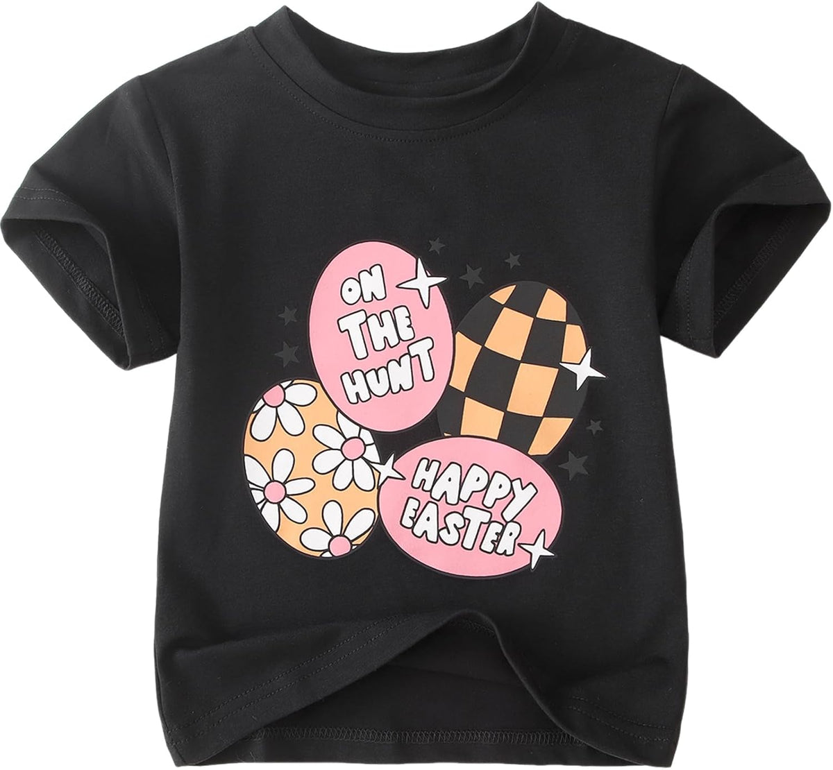 Toddler Girls Easter Eggs Shirts Baby Happy Easter Kids Tees Short Sleeve Tops Summer Clothes