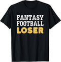 Fantasy Football Loser T-Shirt - Unisex-Adults, Unisex-Kids - Black - Small - Short Sleeve - Cotton 65%, Polyester 35% - Waffle-shaped Lettering