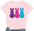 Easter Shirts for Women Happy Easter Bunny T Shirt Sequin Rabbit Print Tee Tops Unisex