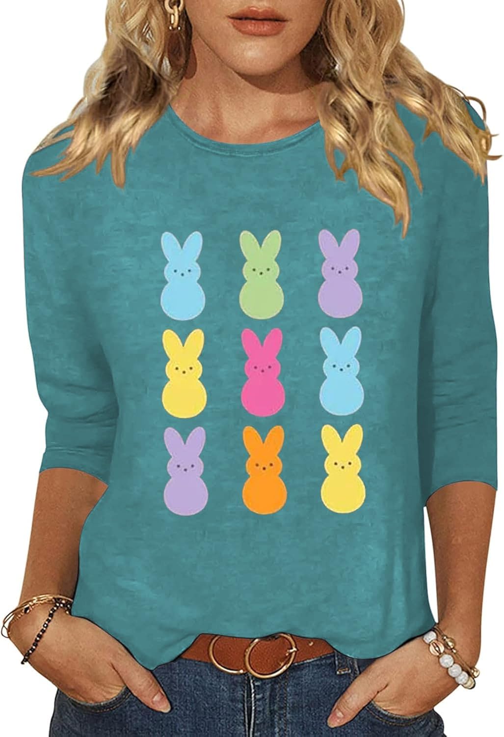 Womens 3/4 Sleeve St. Patrick's Day s Crew Neck Spring Graphic Tee Tops Unisex