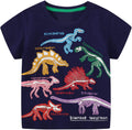 Toddler Boys Short Sleeve Shirt Dinosaur Print Cotton Summer Tops Tees Shark Graphic 2-7T