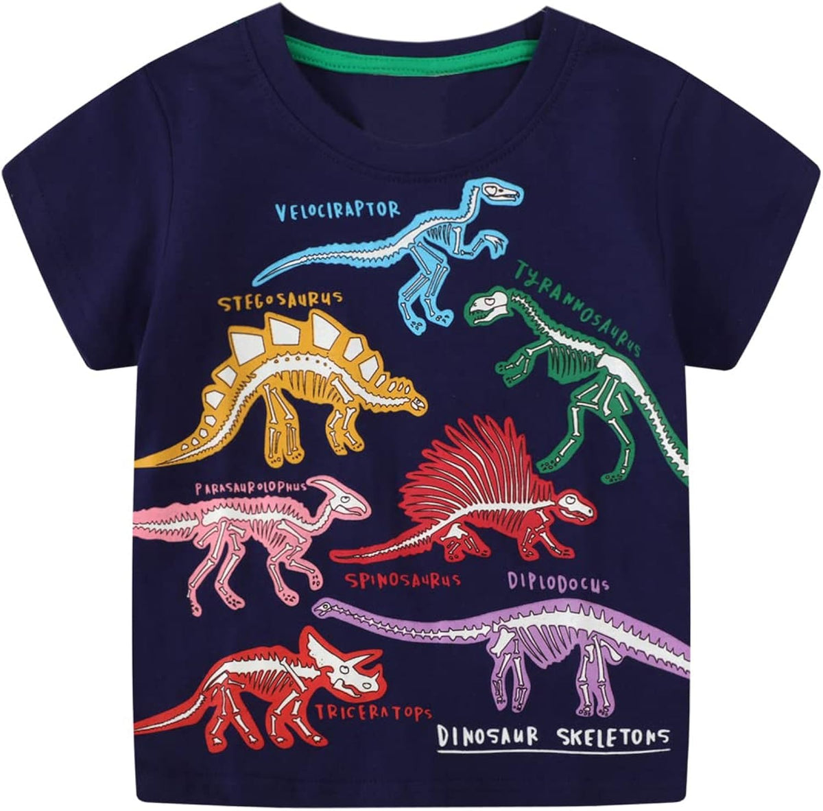 Toddler Boys Short Sleeve Shirt Dinosaur Print Cotton Summer Tops Tees Shark Graphic 2-7T
