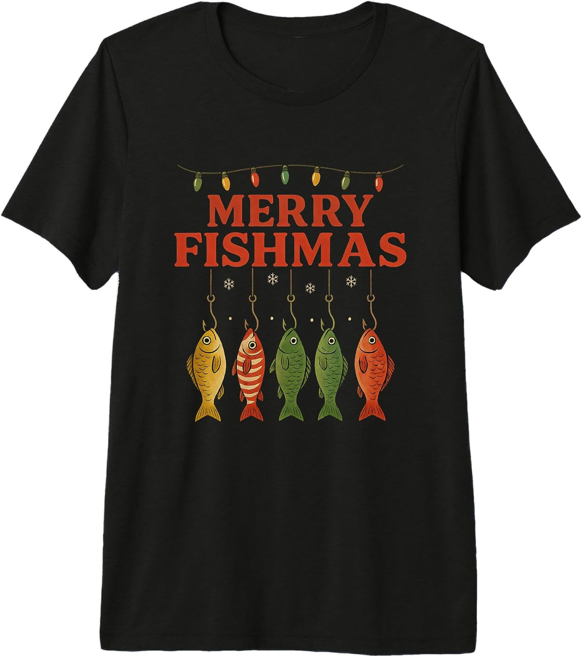 Fishing Christmas Merry Fishmas Fisherman Retro Xmas Holiday Premium Tri-Blend T-Shirt