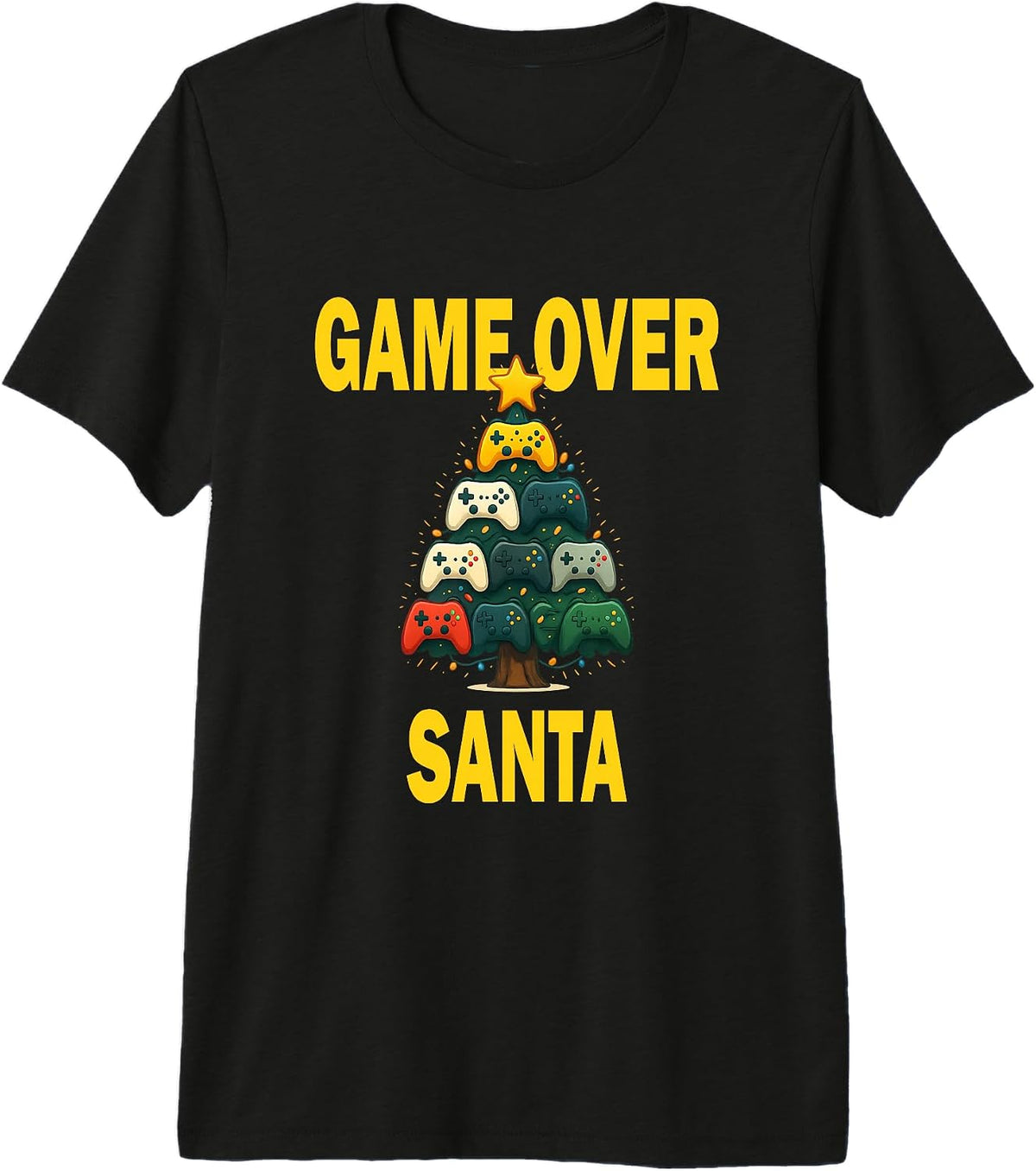 Gamer Christmas Tree Shirt Game Over Santa Controller Xmas Premium Tri-Blend T-Shirt
