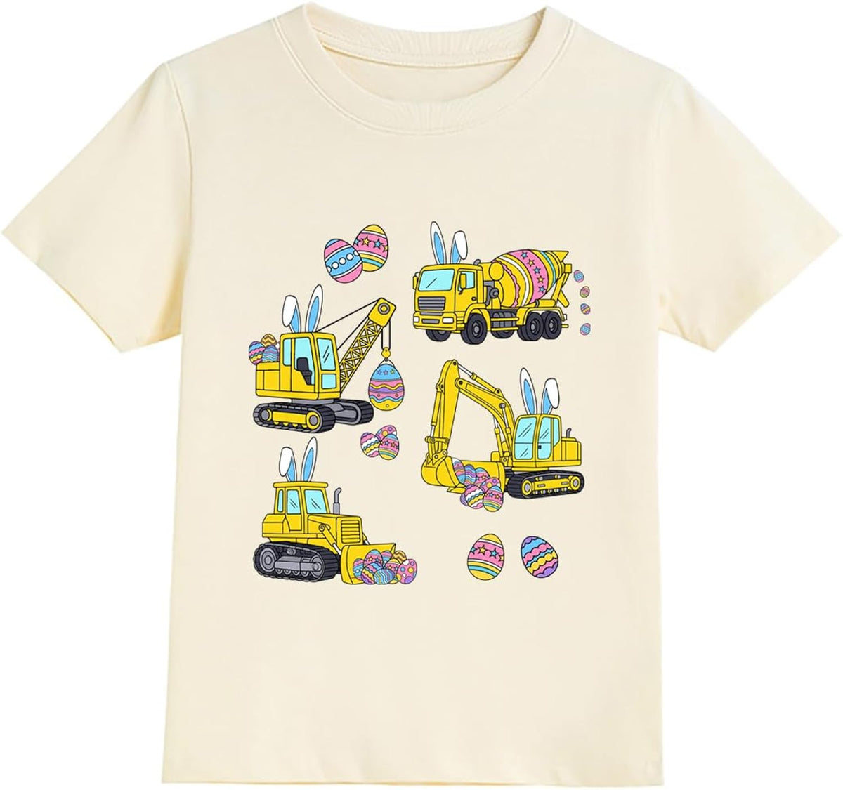 Boys Easter Shirt for Kids Monster Truck Toddler Eggs-cavator Tees Eggs Hunts Outfit Tractor Bunny Top Age 2-8