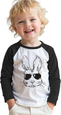 Easter Bunny for Toddler Boys Sunglasses Rabbit Shirts Raglan Sleeve Funny Graphic Tees Tops 1-6 Years