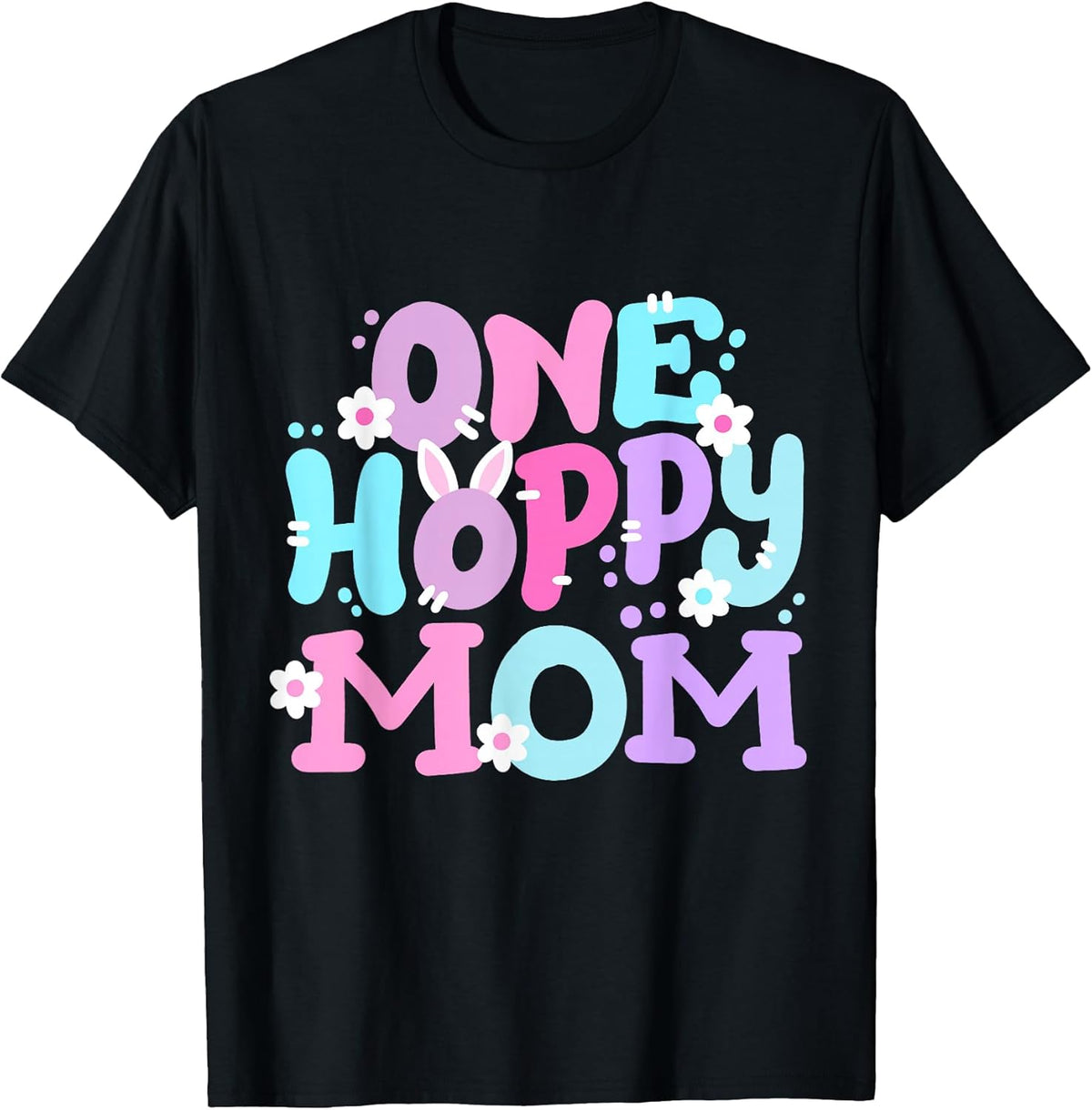One Hoppy Mom Retro Groovy Easter Bunny Family Matching Unisex