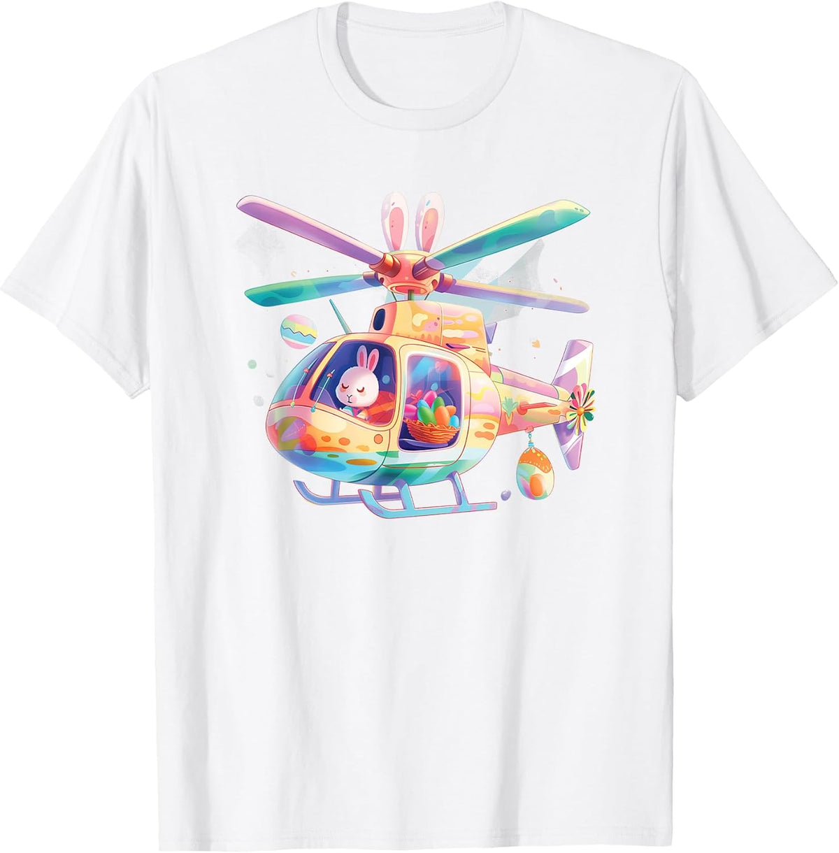 Happy Easter Day,Themed Helicopter Designed In Pastel Colors Unisex