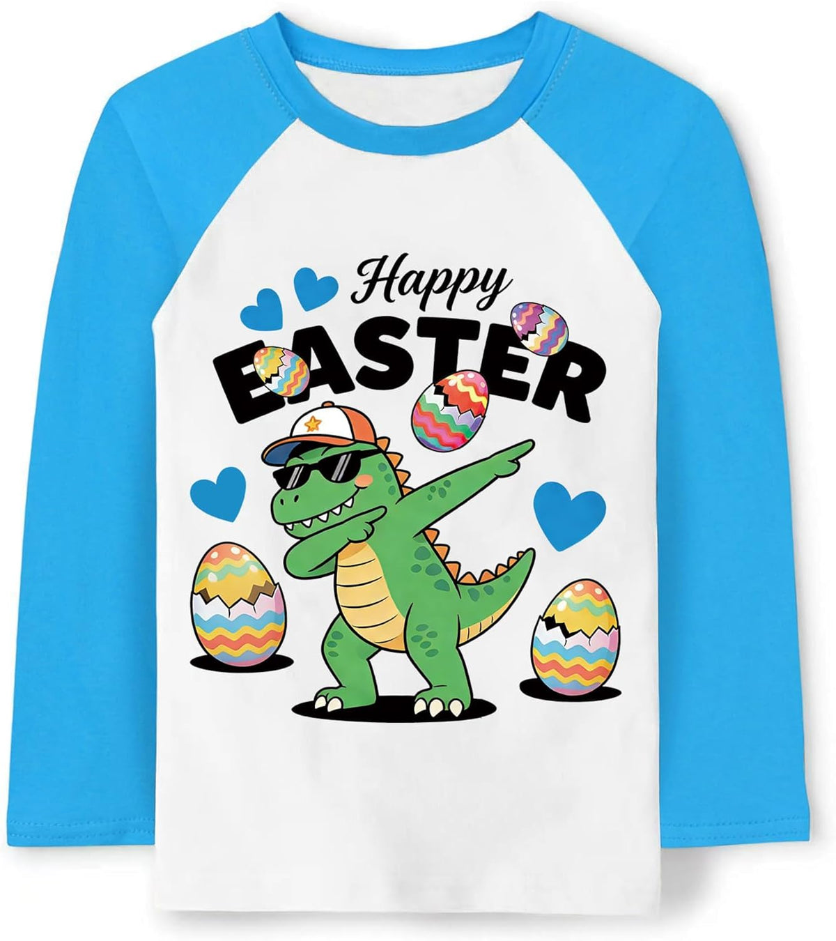 Toddler Boys Easter's Day Shirt Baby Girls Raglan Sleeve Easter Dump Truck Bunny Eggs Boys Tee Top 2-7 Years