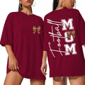 Football Mom Shirt Women Coquette Bow Football Game Day T-Shirt