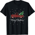 Merry Christmas Christmas Truck Plaid Truck Christmas Men T-Shirt