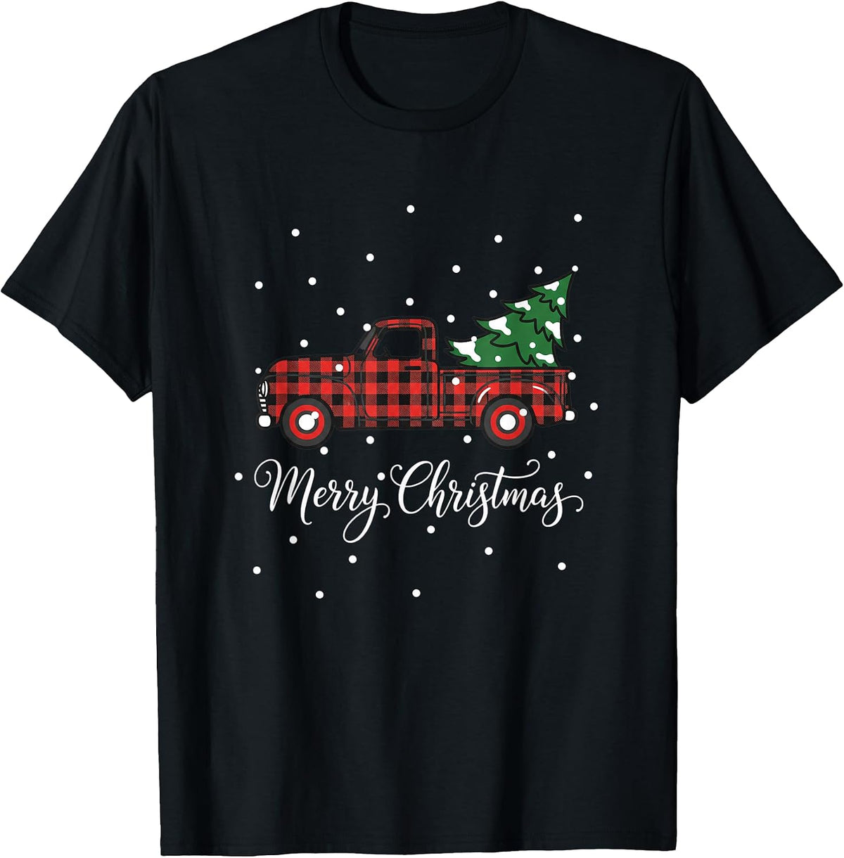 Merry Christmas Christmas Truck Plaid Truck Christmas Men T-Shirt