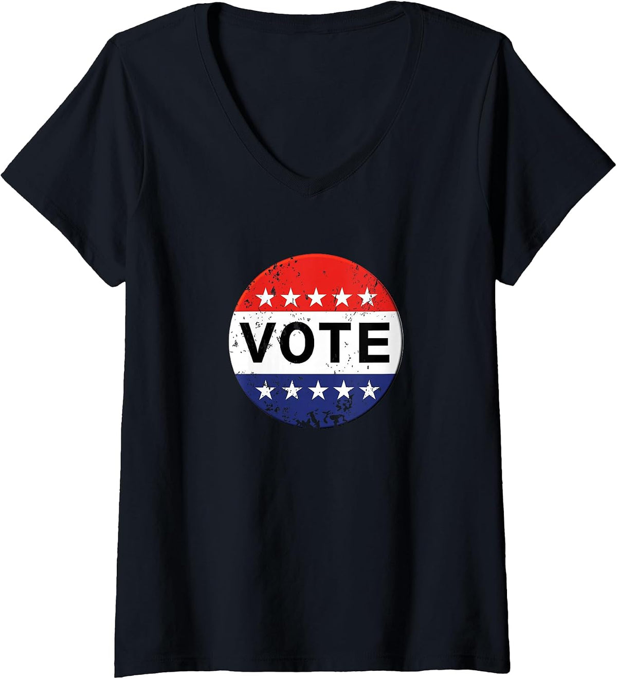Women's Patriotic USA Elections Campaign Retro Vintage Vote Button V-Neck T-Shirt