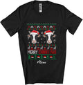 Personalized Custom Name Merry Christmas; Adorable Sweater Santa Cow Face; Farming Farmer Unisex T-Shirt Black
